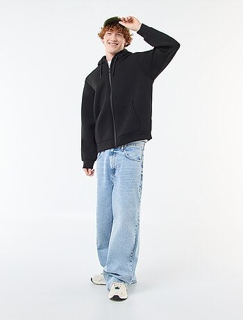 Sudadera con capucha y cremallera, forro efecto borreguito