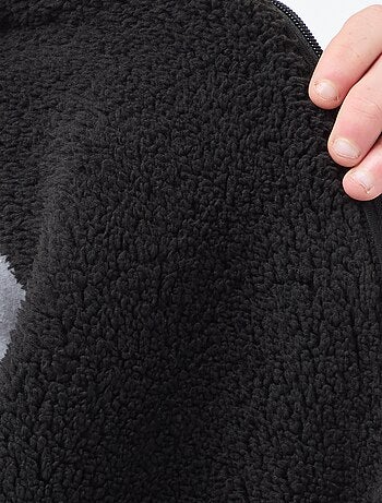 Sudadera con capucha y cremallera, forro efecto borreguito