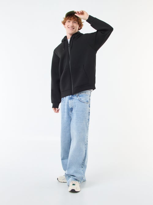 Sudadera con capucha y cremallera, forro efecto borreguito - Kiabi