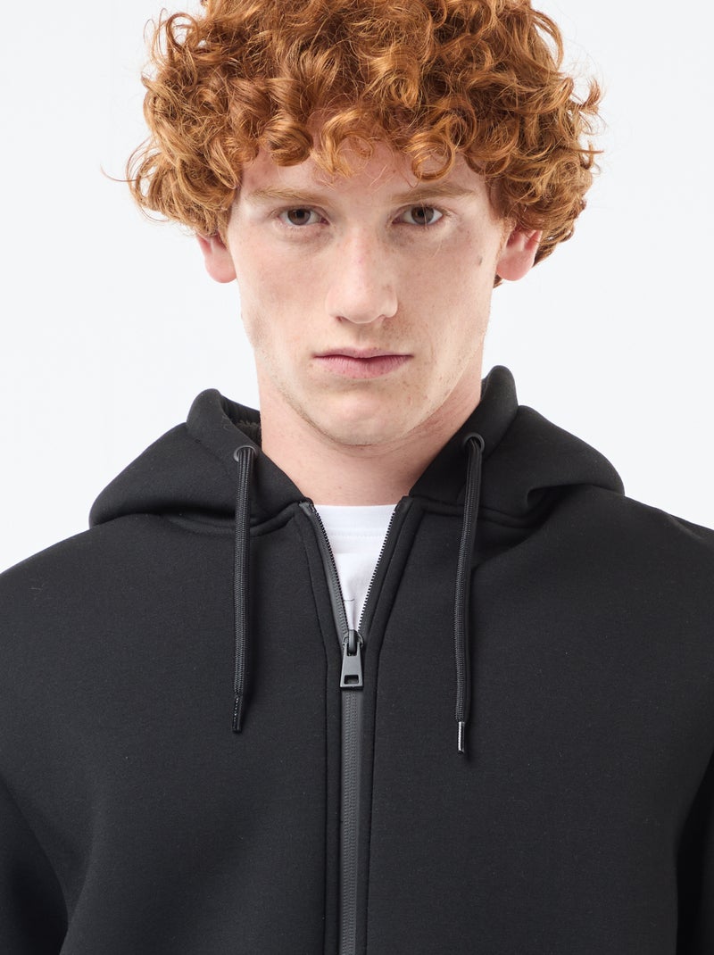Sudadera con capucha y cremallera, forro efecto borreguito Negro - Kiabi