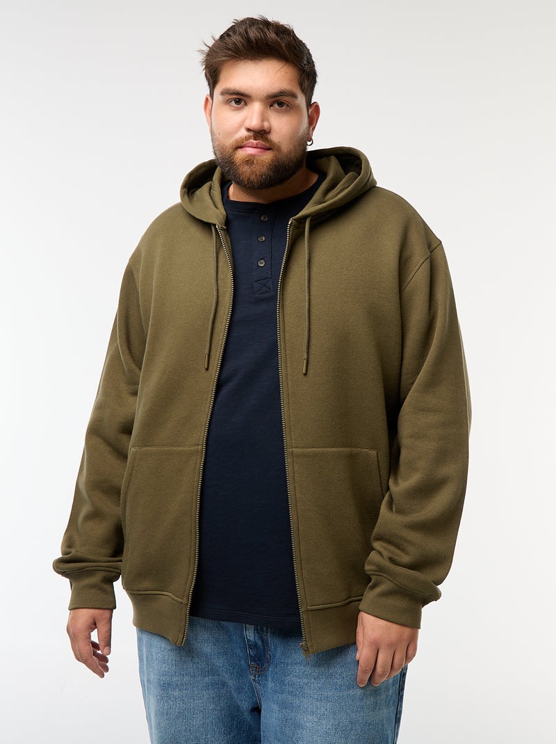 Sudadera con capucha y cremallera Kaki - Kiabi