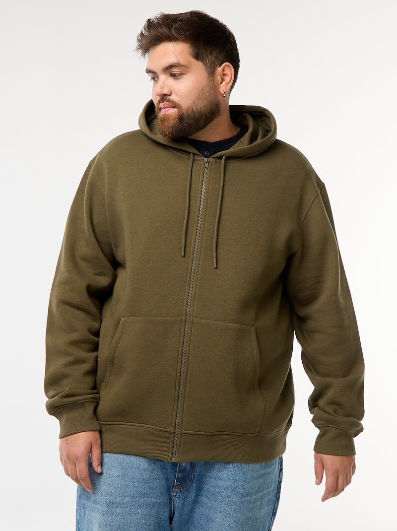 Sudadera con capucha y cremallera Kaki - Kiabi