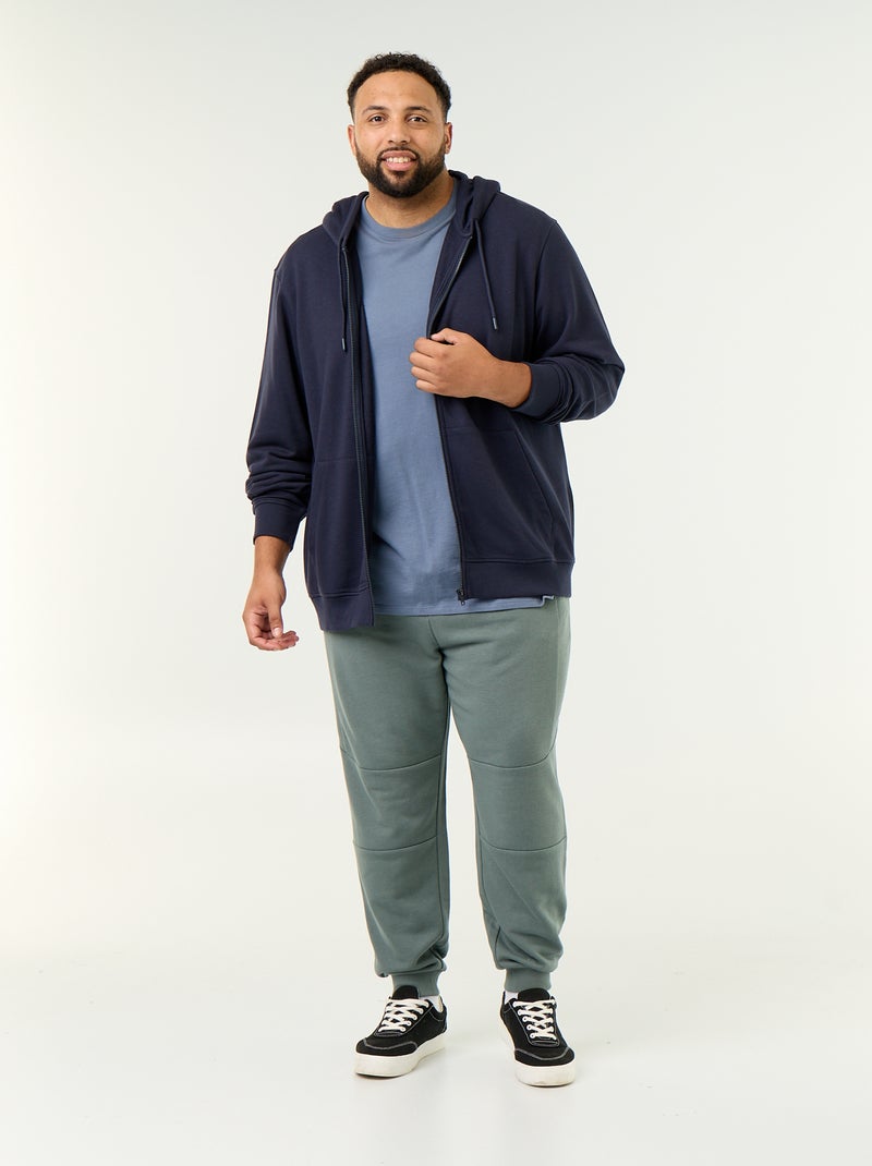 Sudadera con capucha y cremallera lisa Azul - Kiabi