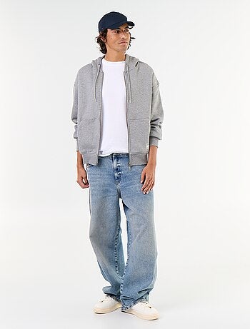 sudadera con capucha y cremallera lisa