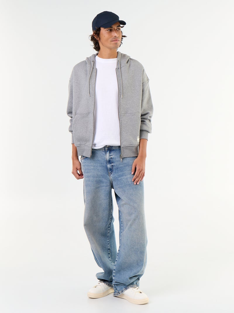 sudadera con capucha y cremallera lisa Gris - Kiabi