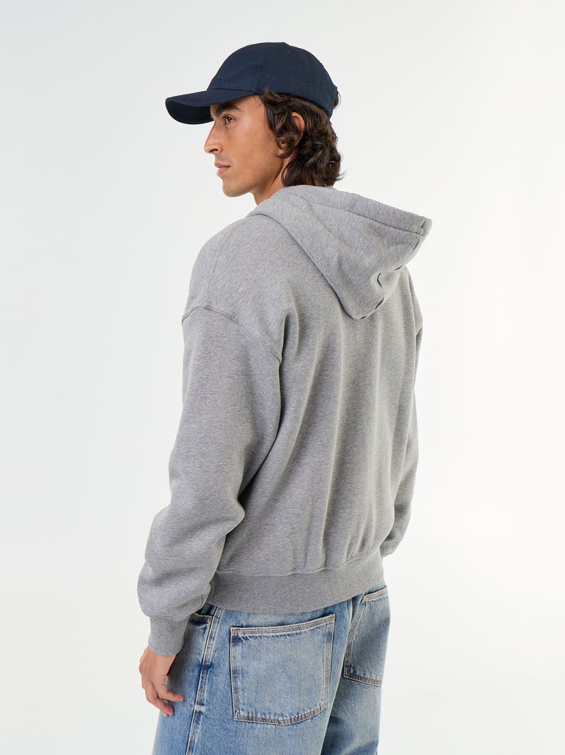 sudadera con capucha y cremallera lisa Gris - Kiabi