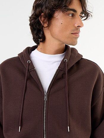 sudadera con capucha y cremallera lisa