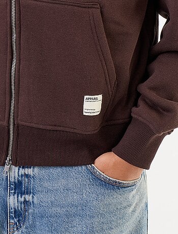 sudadera con capucha y cremallera lisa