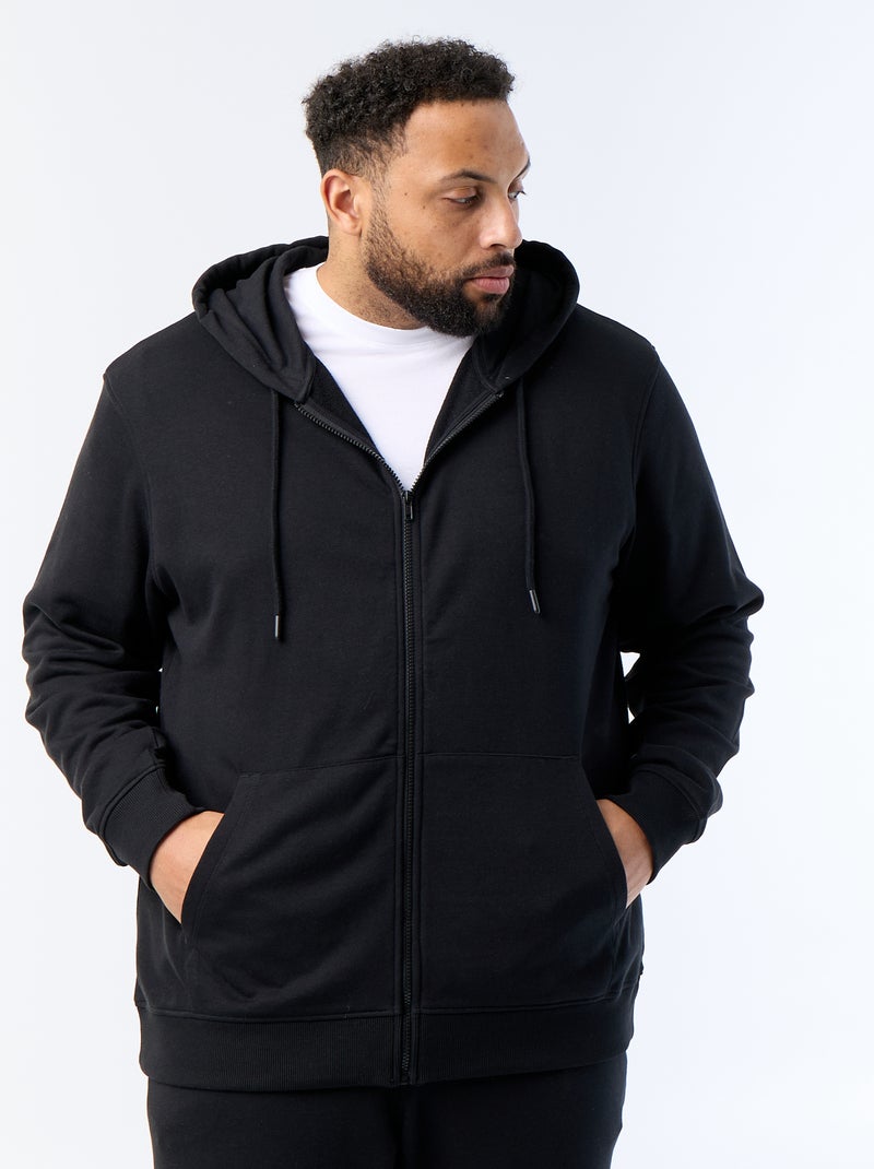 Sudadera con capucha y cremallera lisa Negro - Kiabi