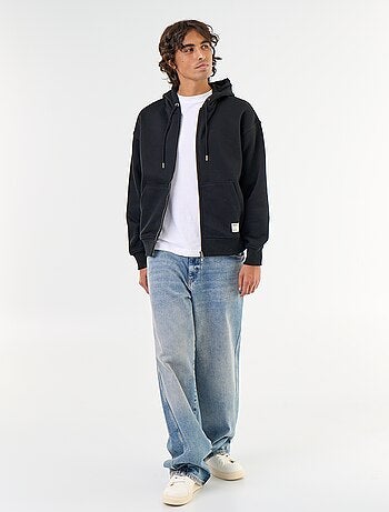 sudadera con capucha y cremallera lisa