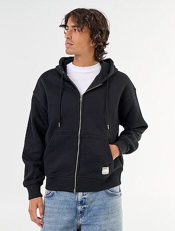 sudadera con capucha y cremallera lisa