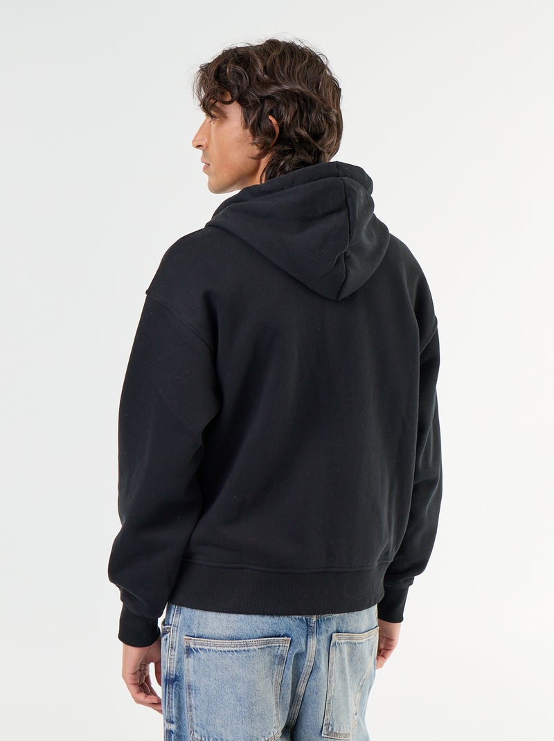 sudadera con capucha y cremallera lisa Negro - Kiabi