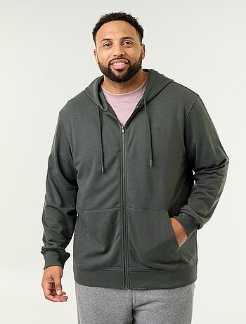 Sudadera con capucha y cremallera lisa