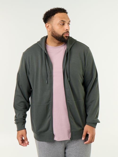 Sudadera con capucha y cremallera lisa - Kiabi