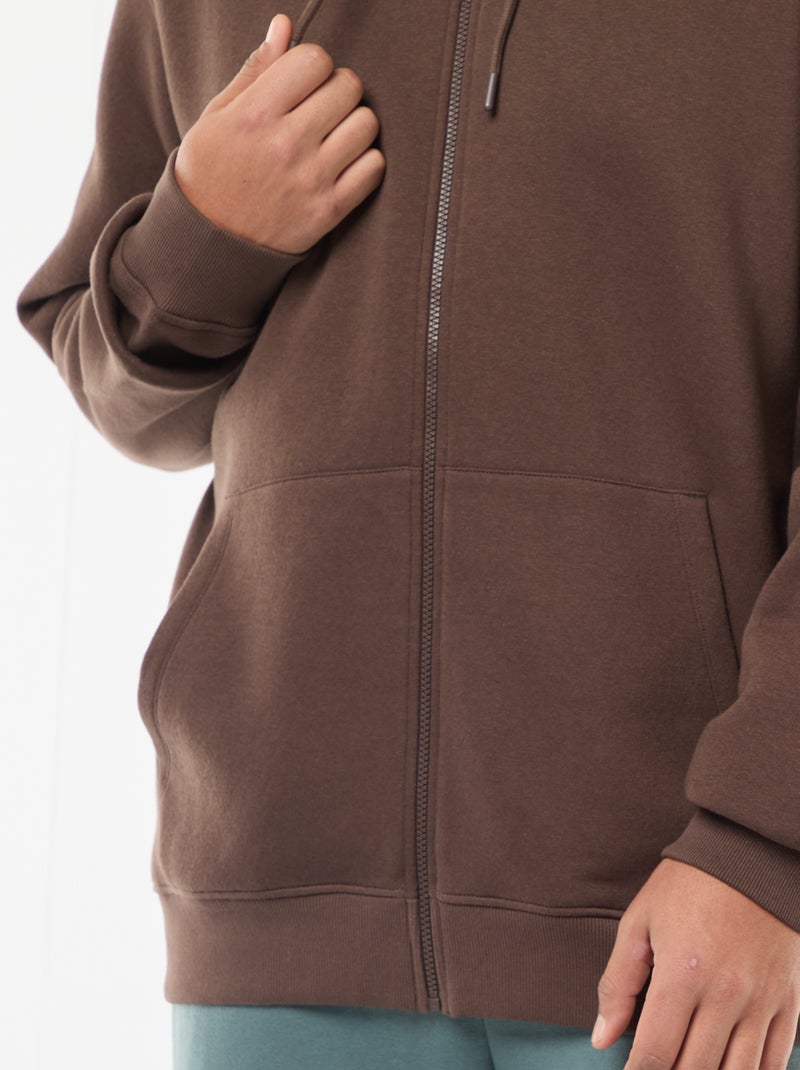 Sudadera con capucha y cremallera Marron - Kiabi