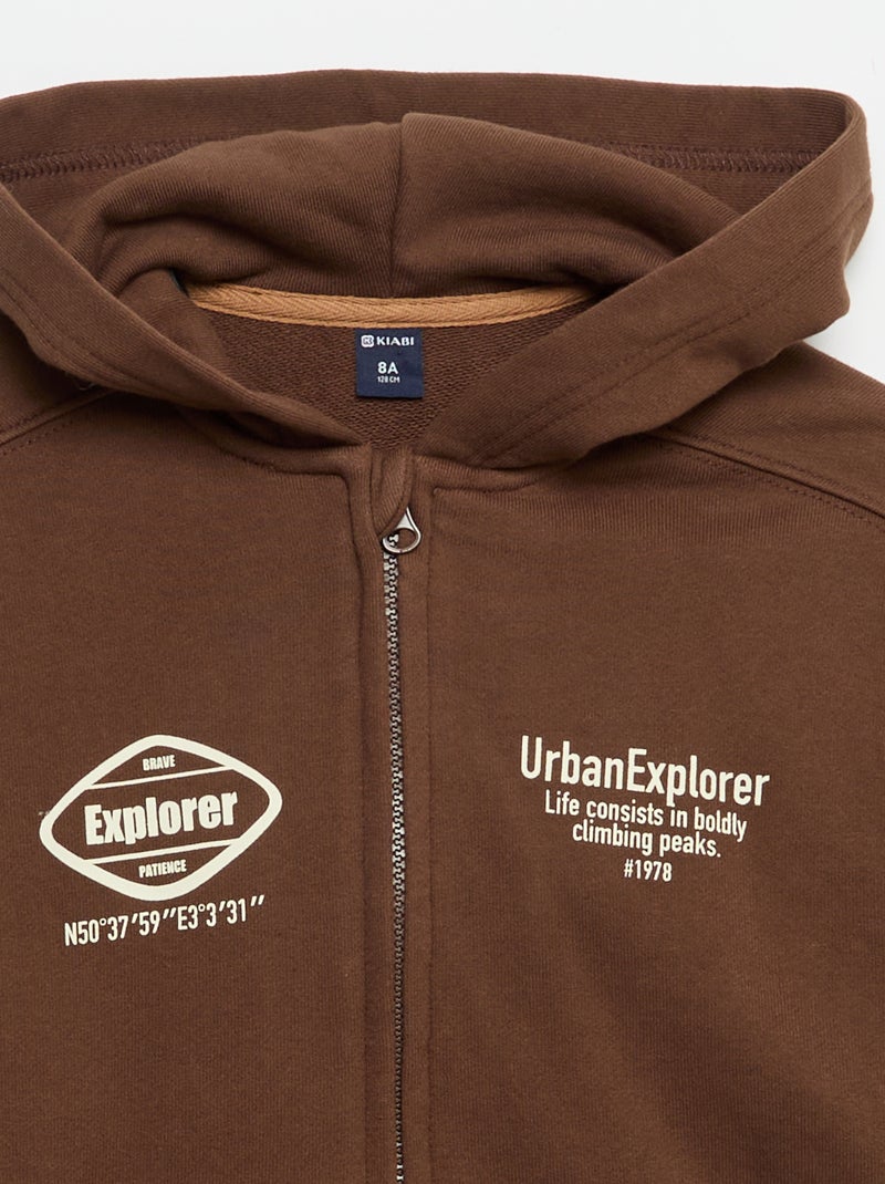Sudadera con capucha y cremallera Marron - Kiabi