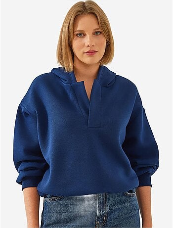 Sudadera con capucha y cuello en v lucci