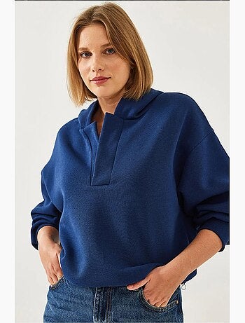 Sudadera con capucha y cuello en v lucci