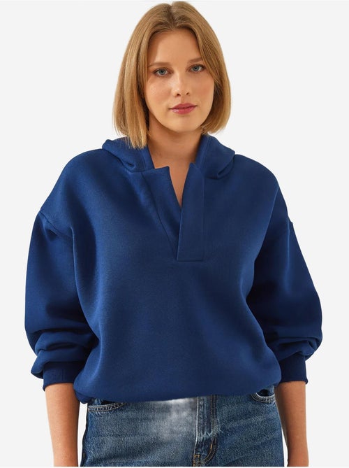 Sudadera con capucha y cuello en v lucci - Kiabi