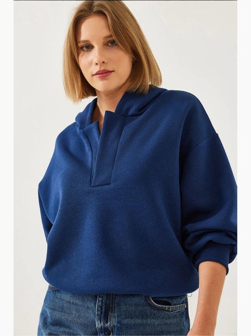 Sudadera con capucha y cuello en v lucci - Kiabi