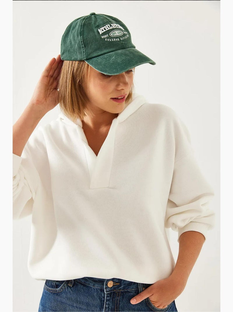 Sudadera con capucha y cuello en v lucci Blanco - Kiabi