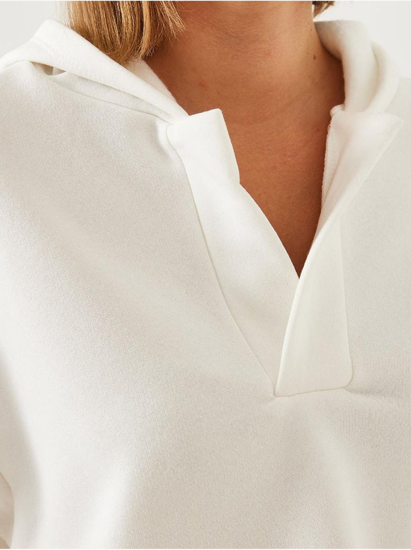 Sudadera con capucha y cuello en v lucci Blanco - Kiabi