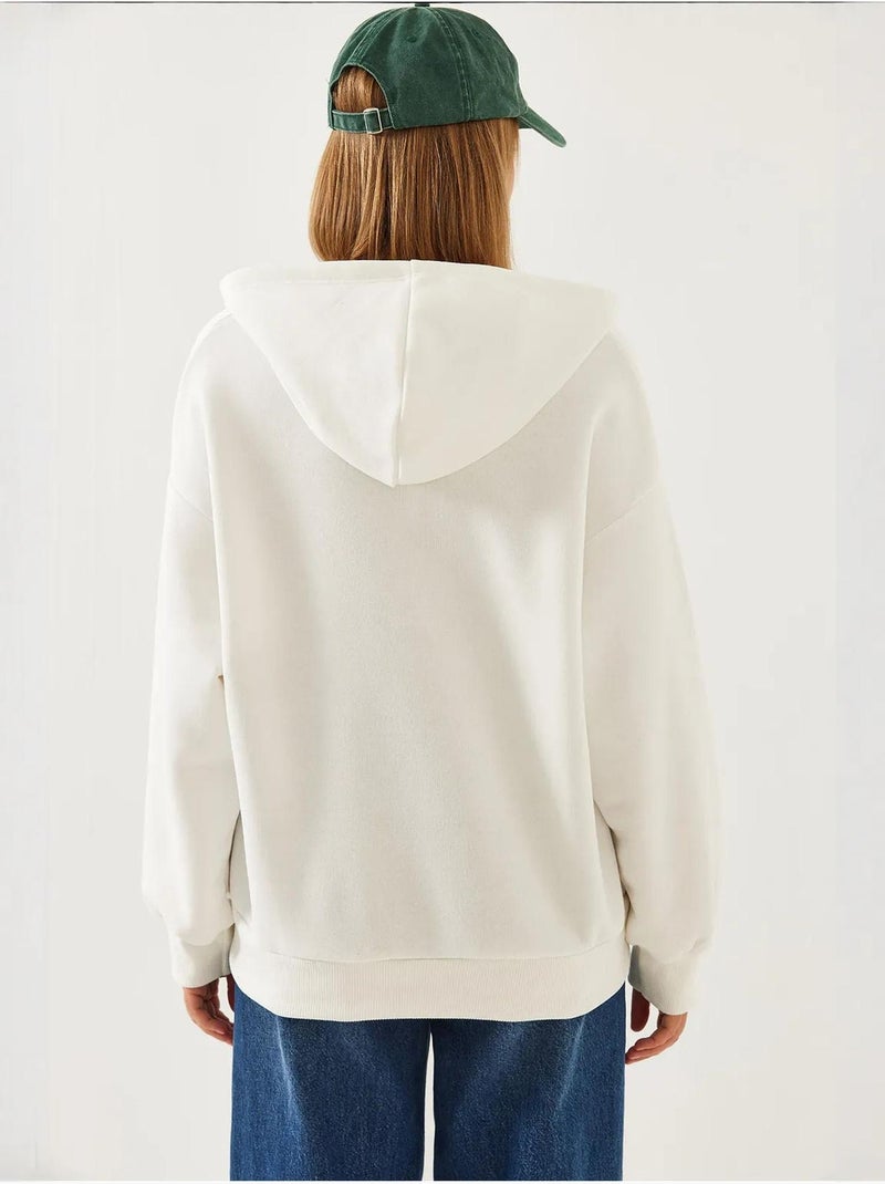 Sudadera con capucha y cuello en v lucci Blanco - Kiabi