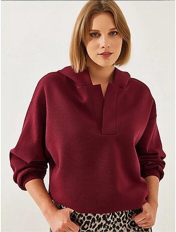 Sudadera con capucha y cuello en v lucci