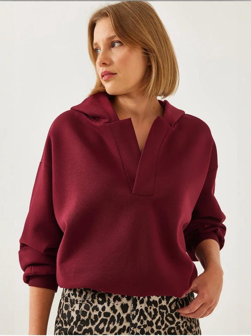 Sudadera con capucha y cuello en v lucci - Kiabi