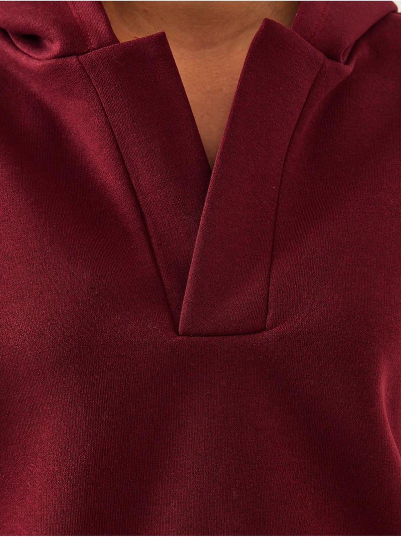 Sudadera con capucha y cuello en v lucci Rojo burdeos - Kiabi