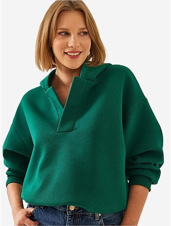 Sudadera con capucha y cuello en v lucci