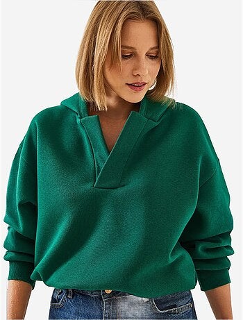 Sudadera con capucha y cuello en v lucci
