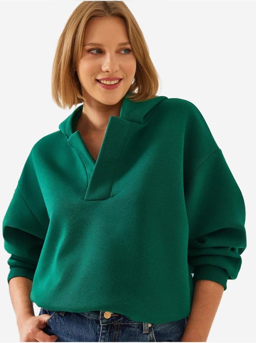 Sudadera con capucha y cuello en v lucci - Kiabi