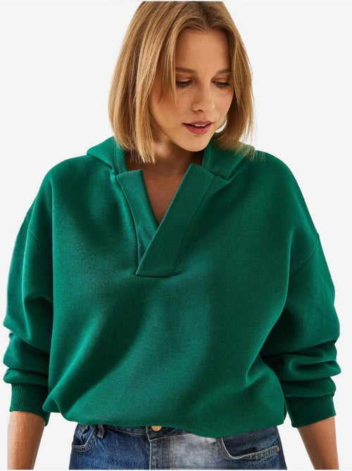 Sudadera con capucha y cuello en v lucci - Kiabi
