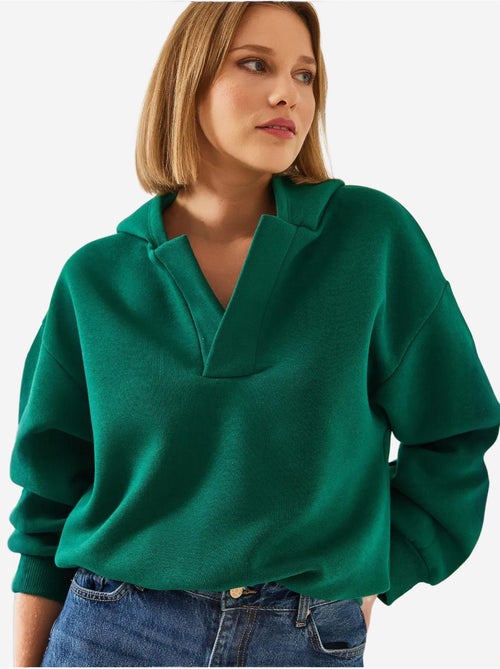 Sudadera con capucha y cuello en v lucci - Kiabi