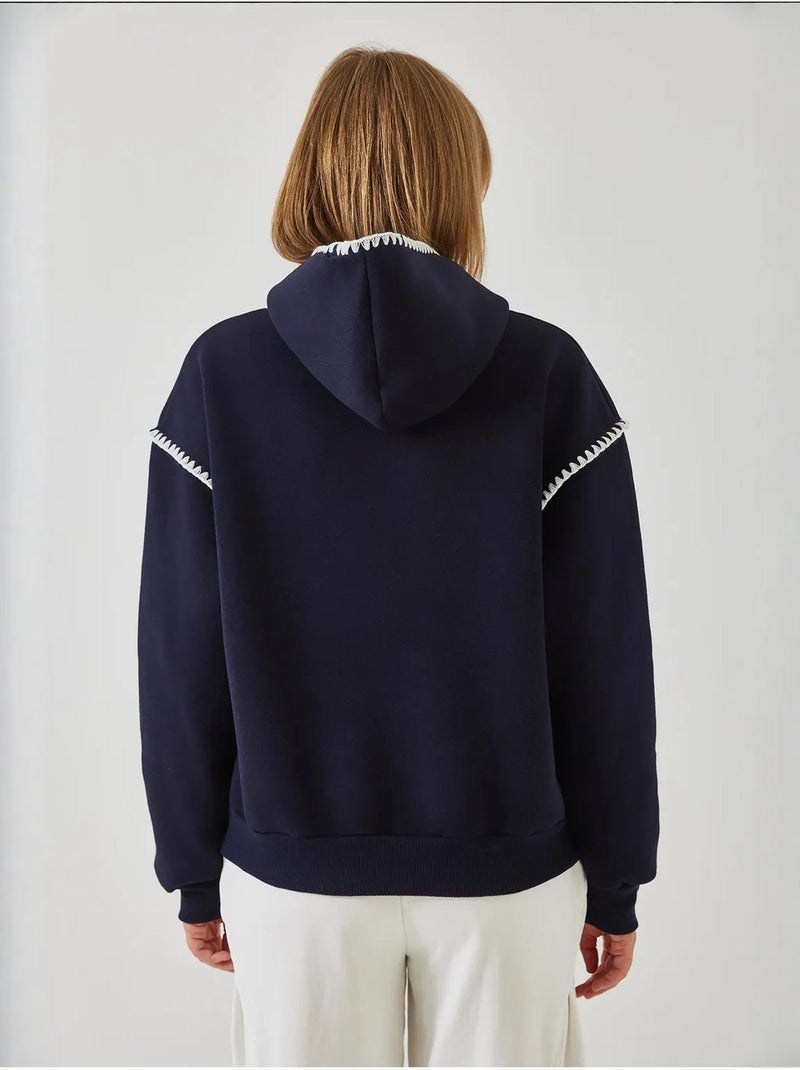 Sudadera con capucha y detalles de encaje lucci Azul marino - Kiabi