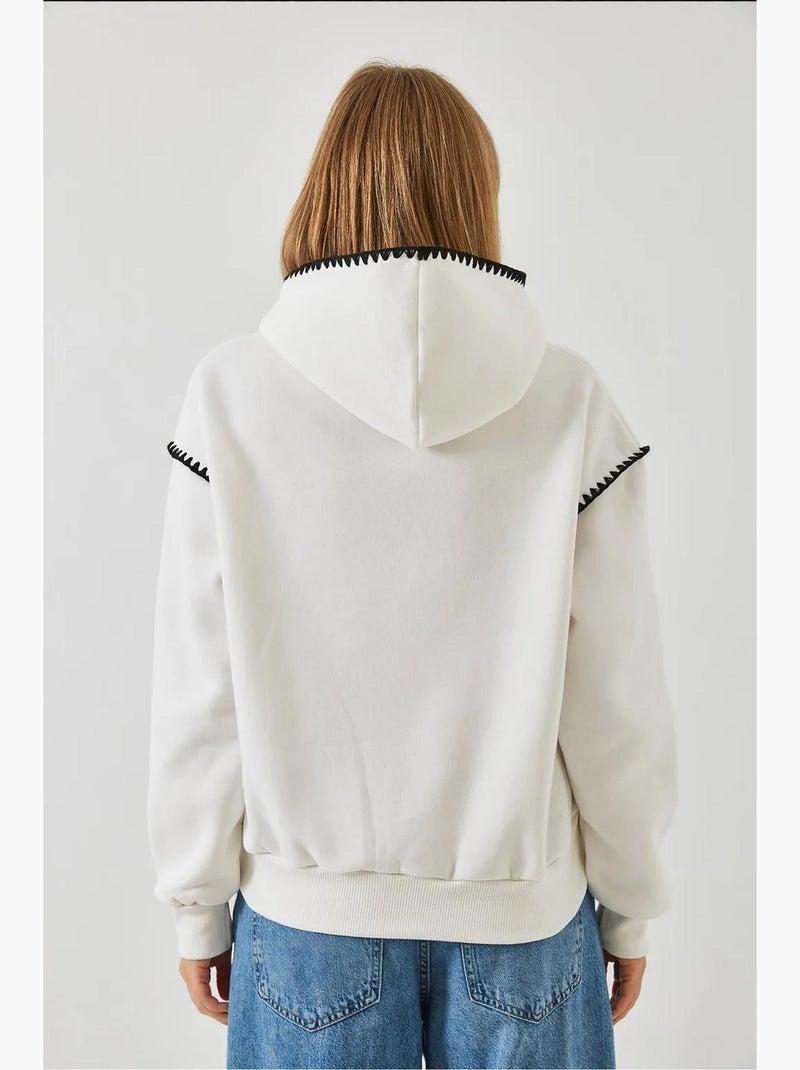 Sudadera con capucha y detalles de encaje lucci Blanco - Kiabi