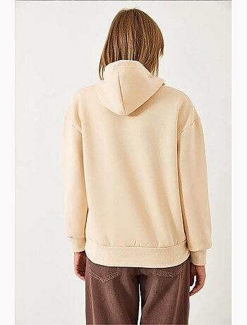 Sudadera con capucha y estampado de corazones cepillados de triple hilo lucci
