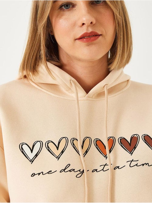 Sudadera con capucha y estampado de corazones cepillados de triple hilo lucci - Kiabi