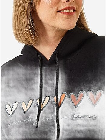 Sudadera con capucha y estampado de corazones cepillados de triple hilo lucci