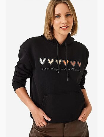 Sudadera con capucha y estampado de corazones cepillados de triple hilo lucci