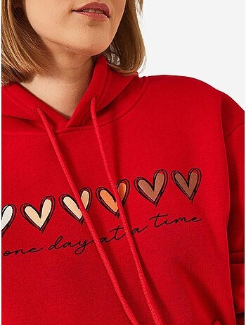Sudadera con capucha y estampado de corazones cepillados de triple hilo lucci