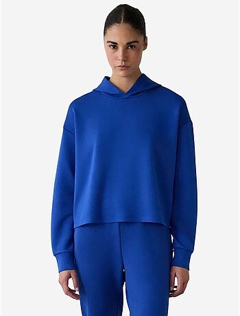Sudadera con capucha y estampado de eslogan, tacto sedoso penti