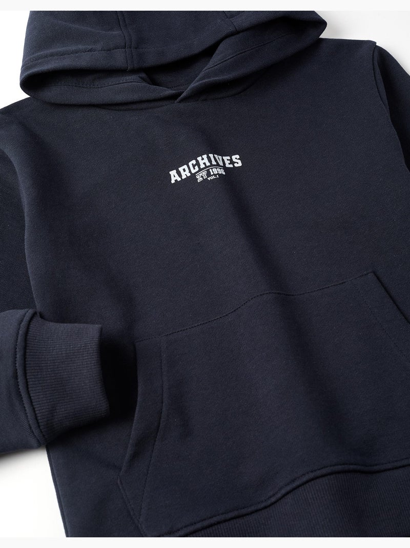 Sudadera con capucha y estampado delantero Azul oscuro - Kiabi