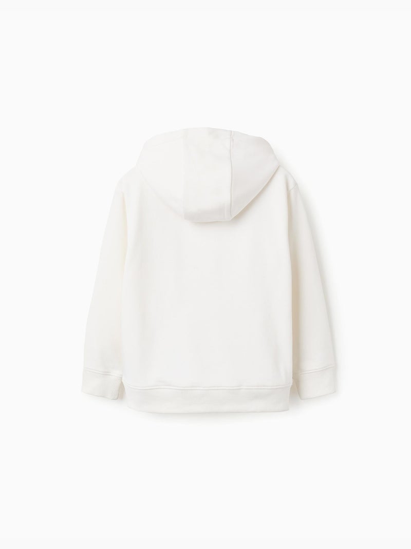 Sudadera con capucha y estampado delantero Blanco - Kiabi