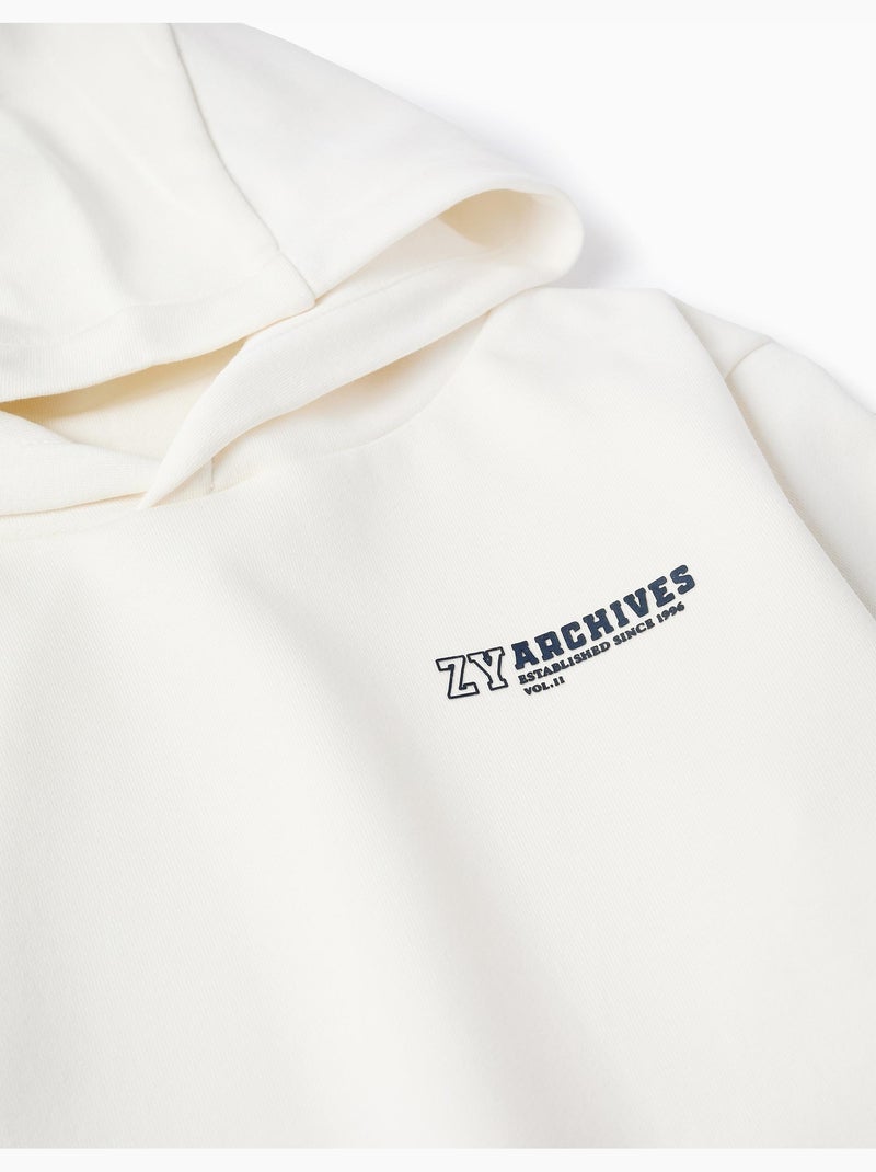 Sudadera con capucha y estampado delantero Blanco - Kiabi