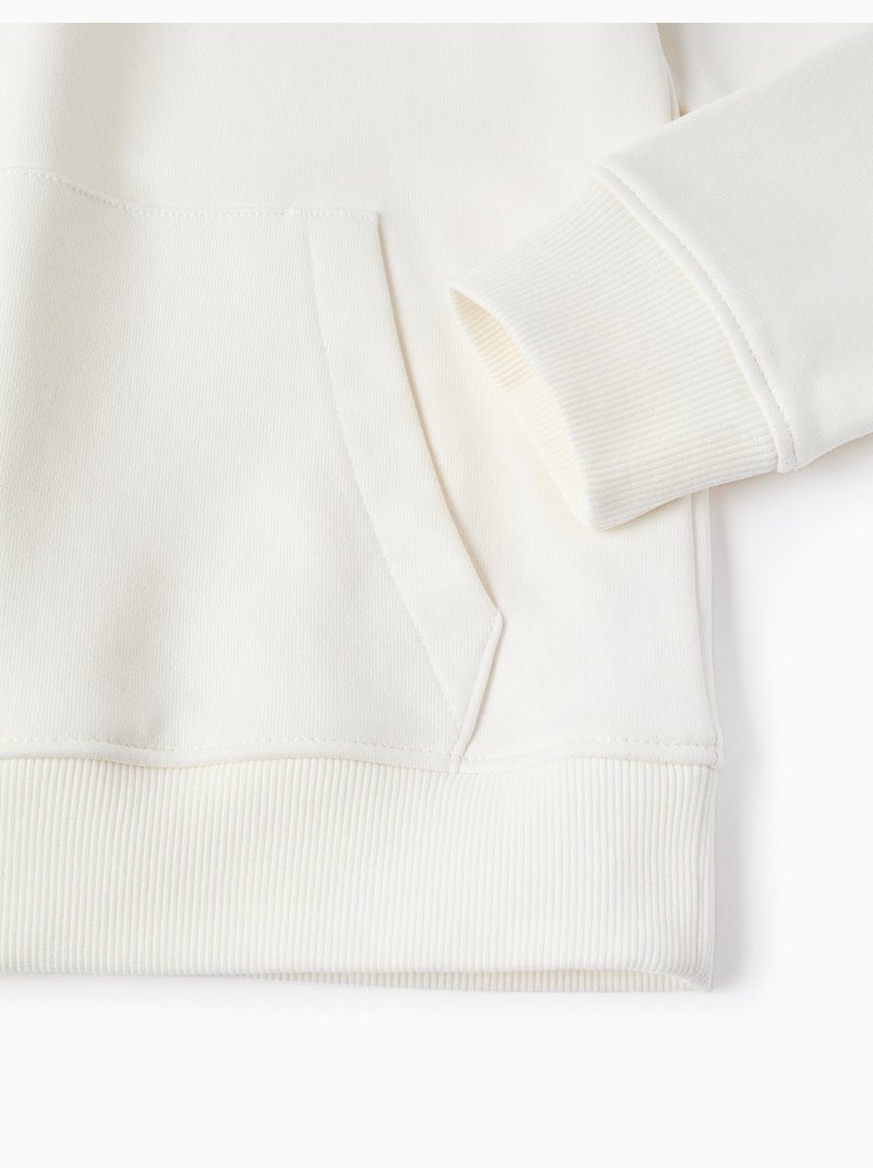Sudadera con capucha y estampado delantero Blanco - Kiabi