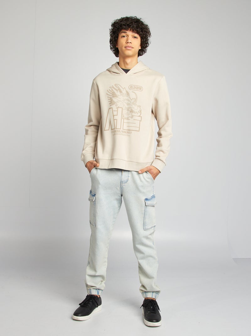 Sudadera con capucha y mensaje BEIGE - Kiabi