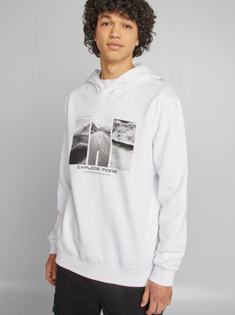 Sudadera con capucha y mensaje BLANCO - Kiabi