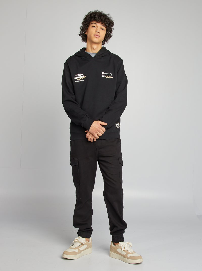 Sudadera con capucha y mensaje NEGRO - Kiabi